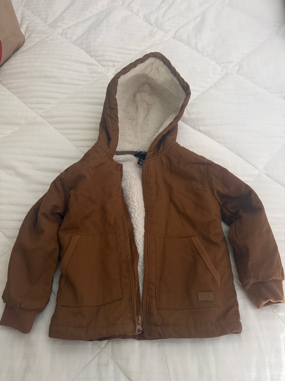 Kids Hooded Sherpa-Lined Jacket - Brown